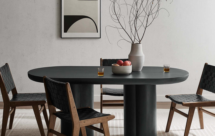 Canopy 72" Oval Concrete Dining Table in Black