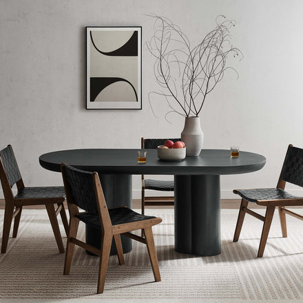 Caspian 72" Oval Concrete Dining Table in Black