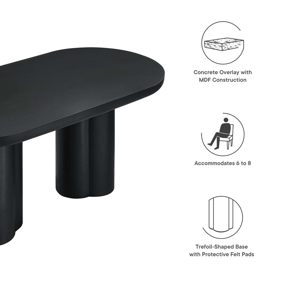 Canopy 72" Oval Concrete Dining Table in Black