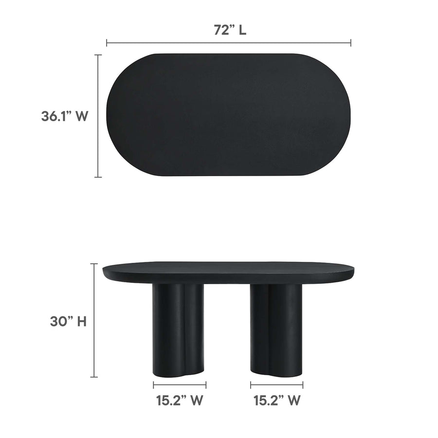 Canopy 72" Oval Concrete Dining Table in Black