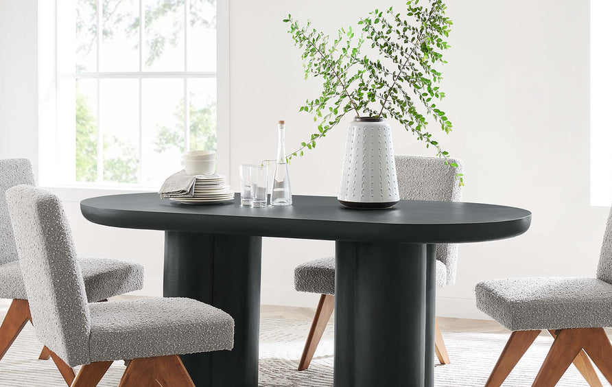 Canopy 72" Oval Concrete Dining Table in Black
