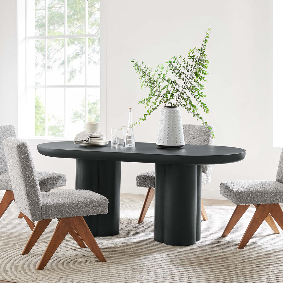 Canopy 72" Oval Concrete Dining Table in Black