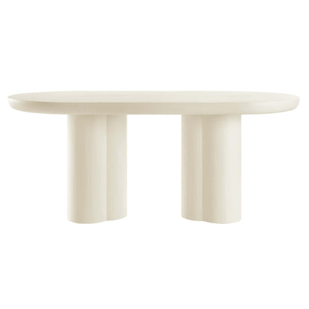 Caspian 72" Oval Concrete Dining Table in White