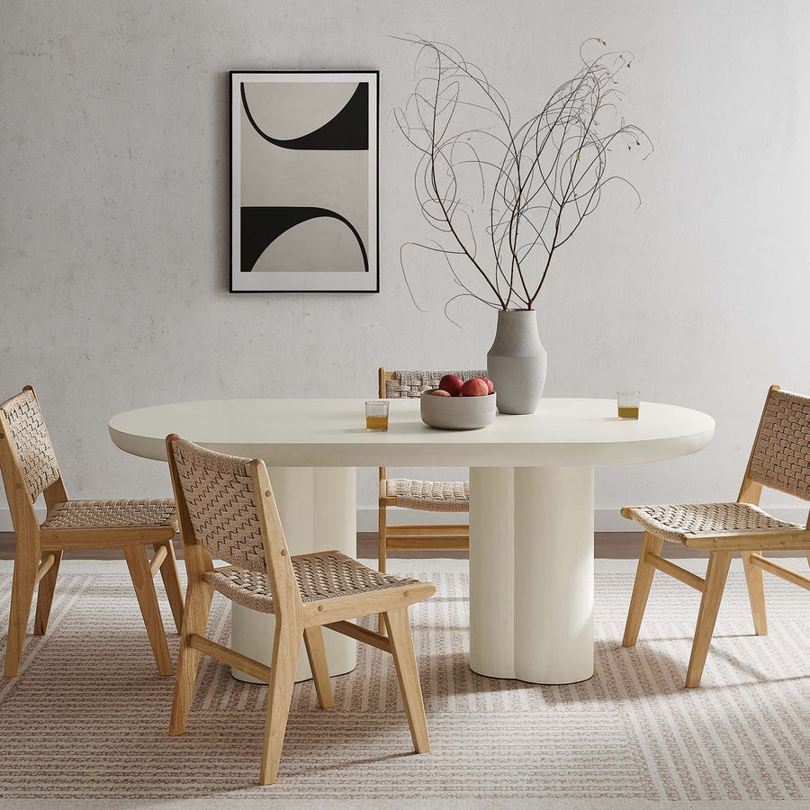 Canopy 72" Oval Concrete Dining Table in White