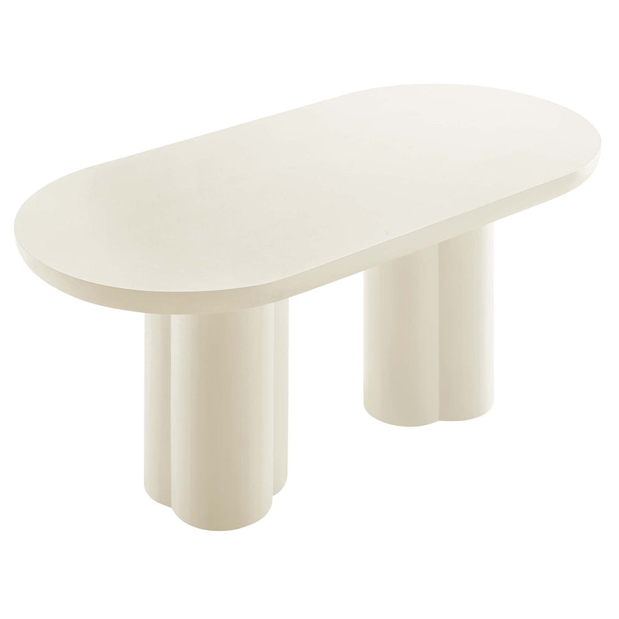 Canopy 72" Oval Concrete Dining Table in White