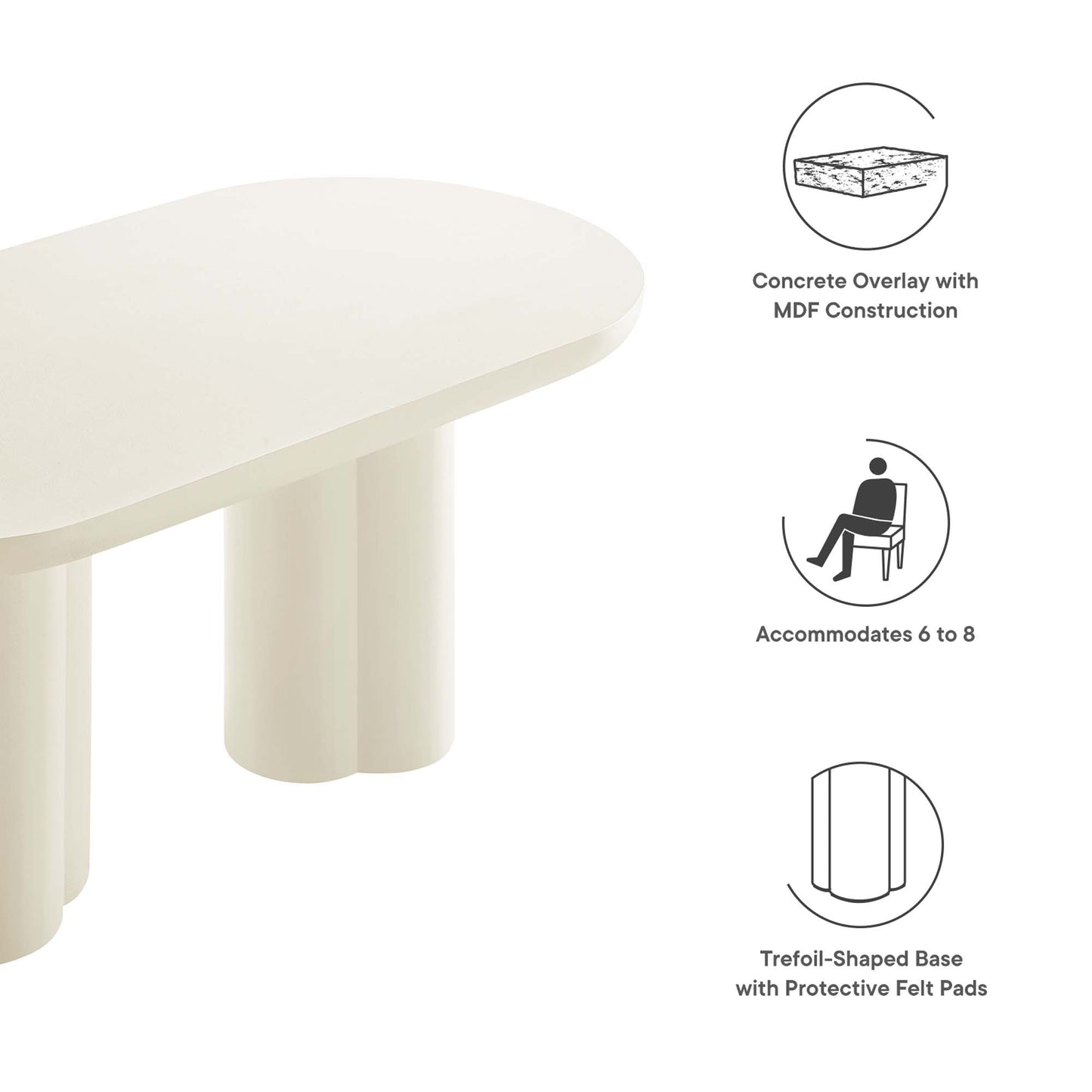 Caspian 72" Oval Concrete Dining Table by Furniture For America
