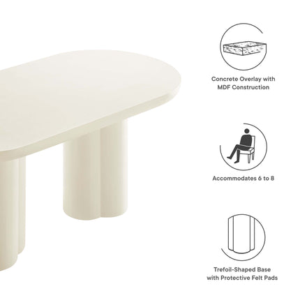 Caspian 72" Oval Concrete Dining Table in White