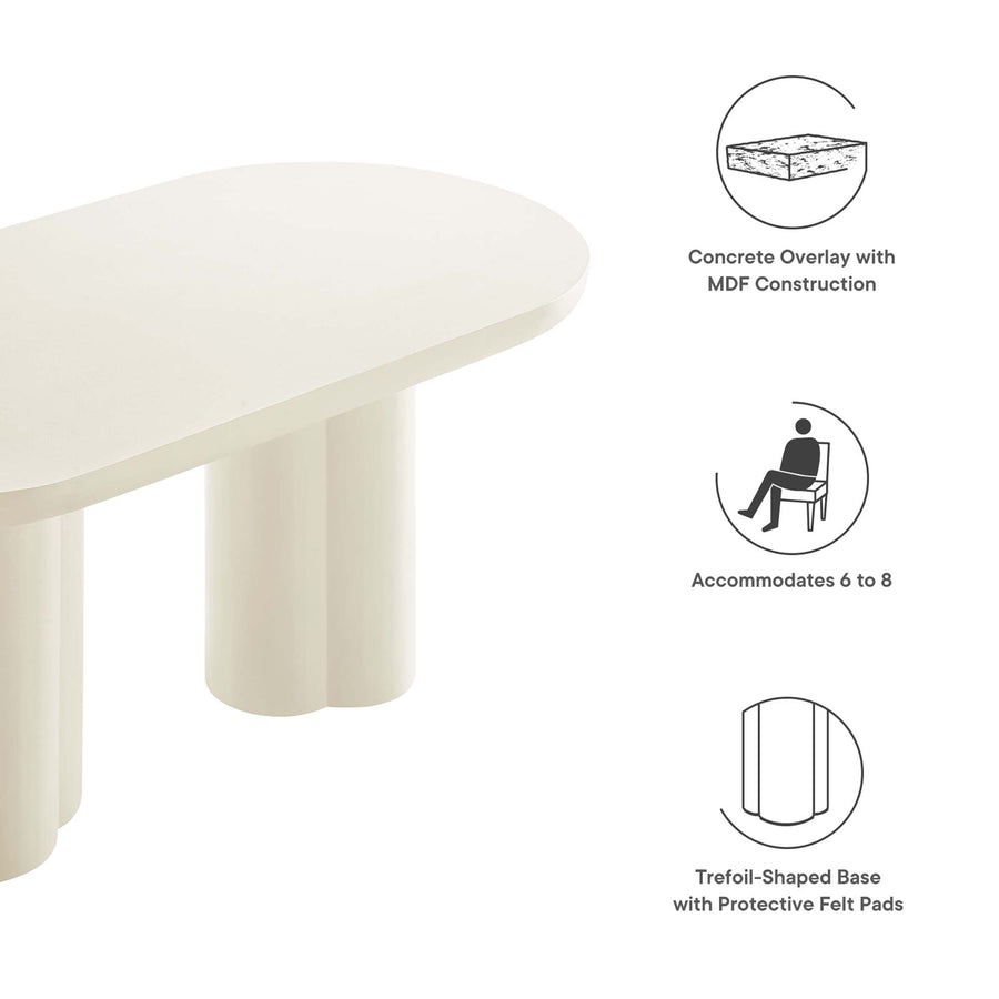 Canopy 72" Oval Concrete Dining Table in White