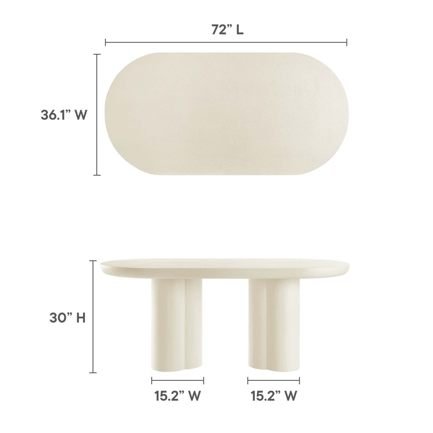 Caspian 72" Oval Concrete Dining Table by Furniture For America
