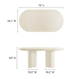 Canopy 72" Oval Concrete Dining Table in White