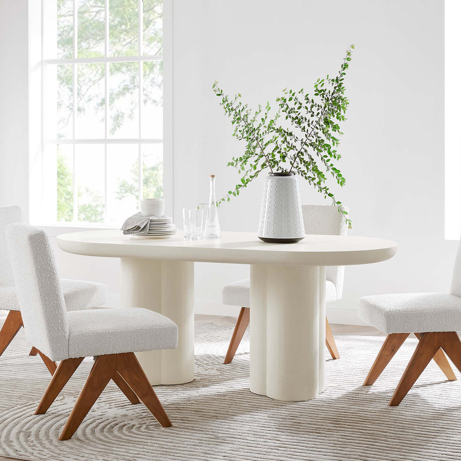 Canopy 72" Oval Concrete Dining Table in White