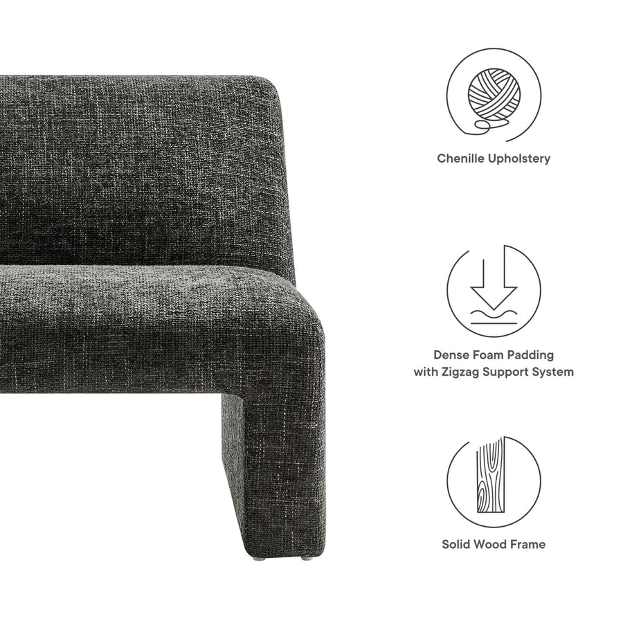 Cosette Chenille Upholstered Accent Chair in Carbon Black