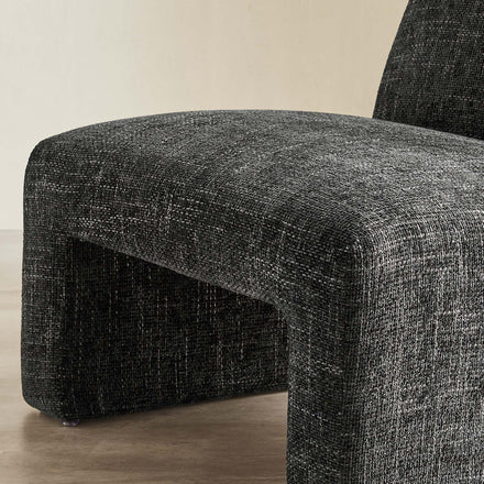 Amita Chenille Upholstered Accent Chair in Carbon Black