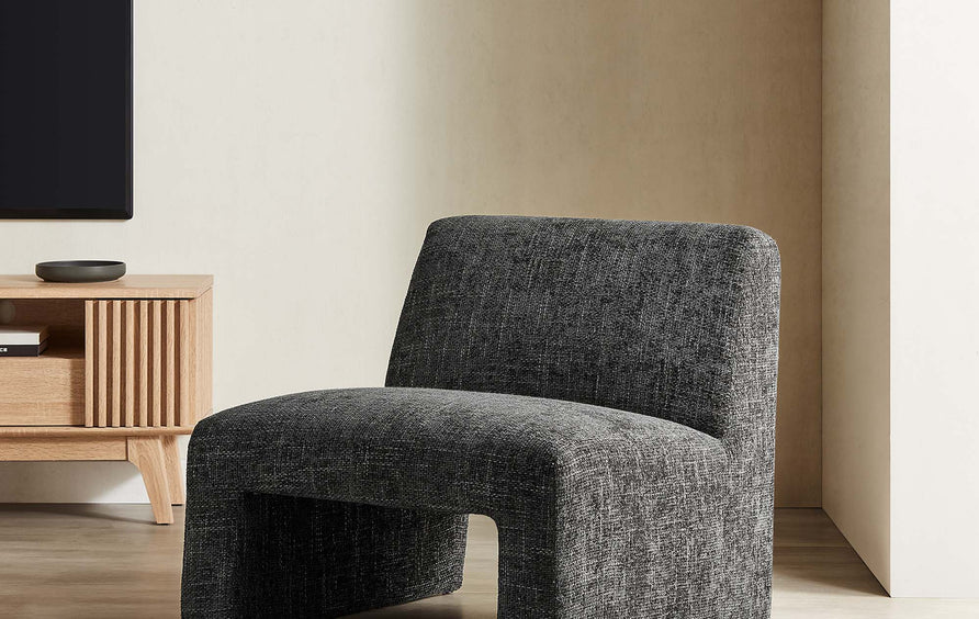 Cosette Chenille Upholstered Accent Chair in Carbon Black