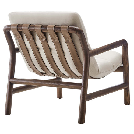 Paxton Wood Sling Chair in Dune Fabric Walnut
