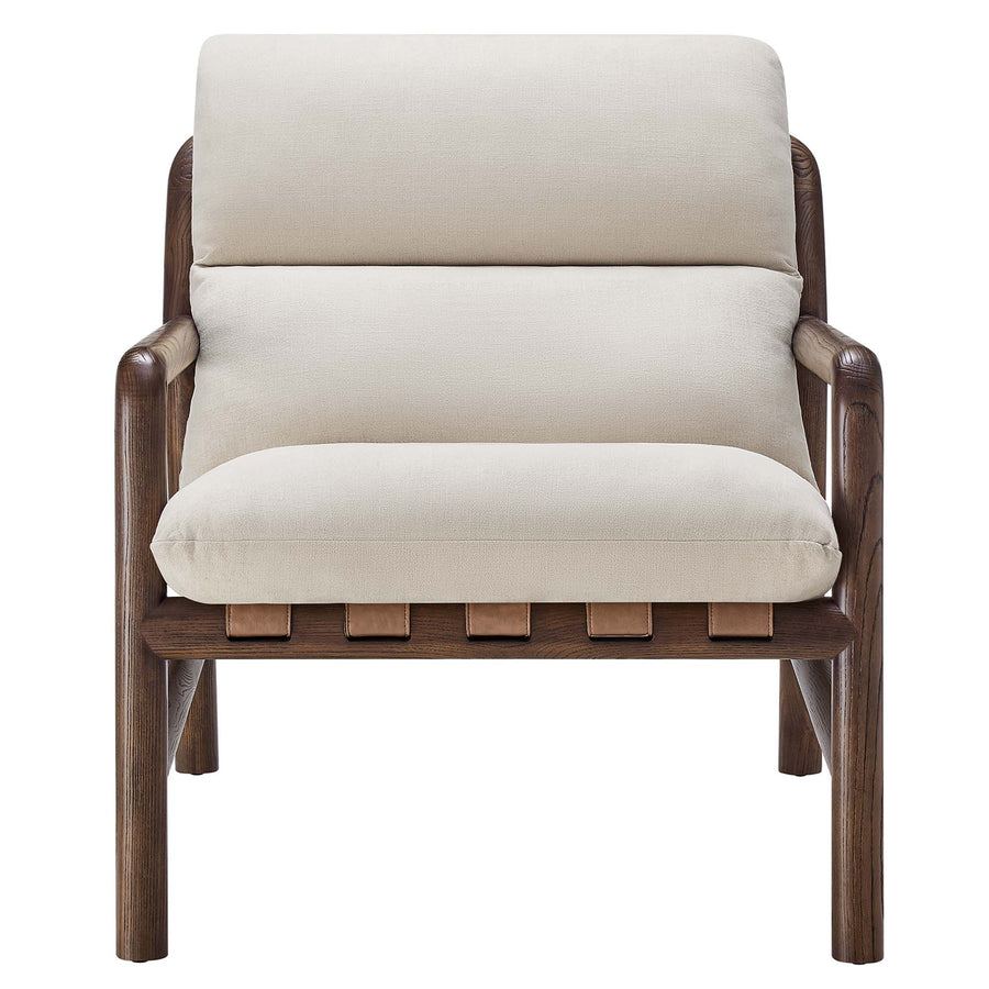 Odda Wood Sling Chair in Dune Fabric Walnut