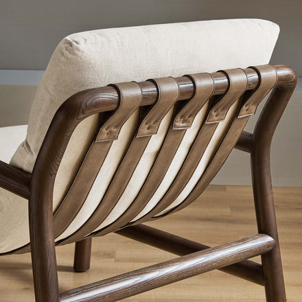 Paxton Wood Sling Chair in Dune Fabric Walnut