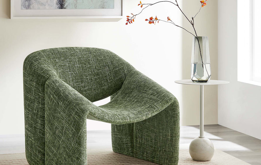 Noor Chenille Upholstered Accent Chair in Basil