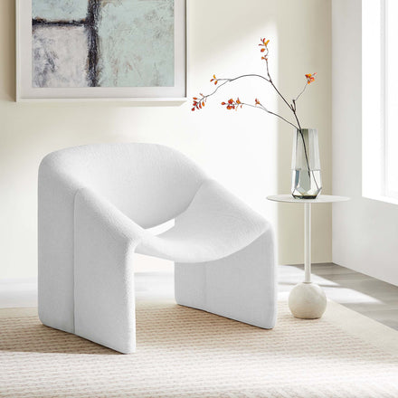 Vivi Chenille Upholstered Accent Chair in Frost