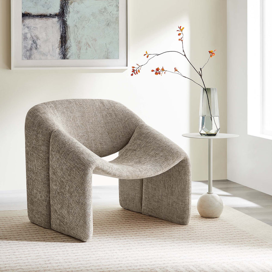 Noor Chenille Upholstered Accent Chair in Khaki