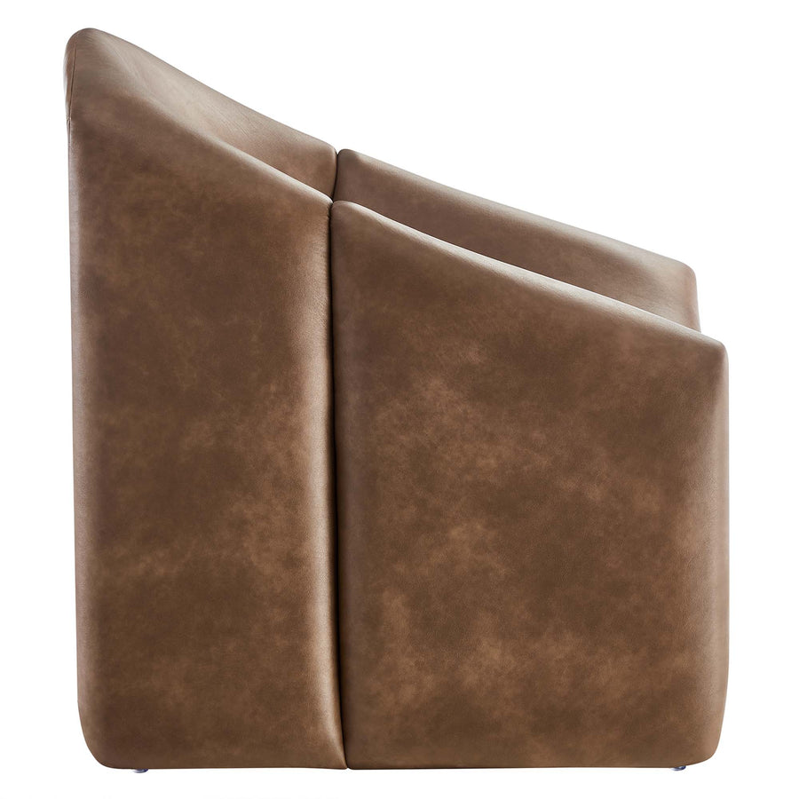 Noor Vegan Leather Accent Chair in Brown