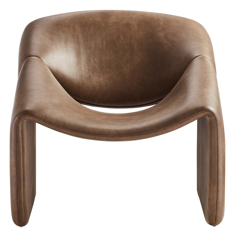 Noor Vegan Leather Accent Chair in Brown