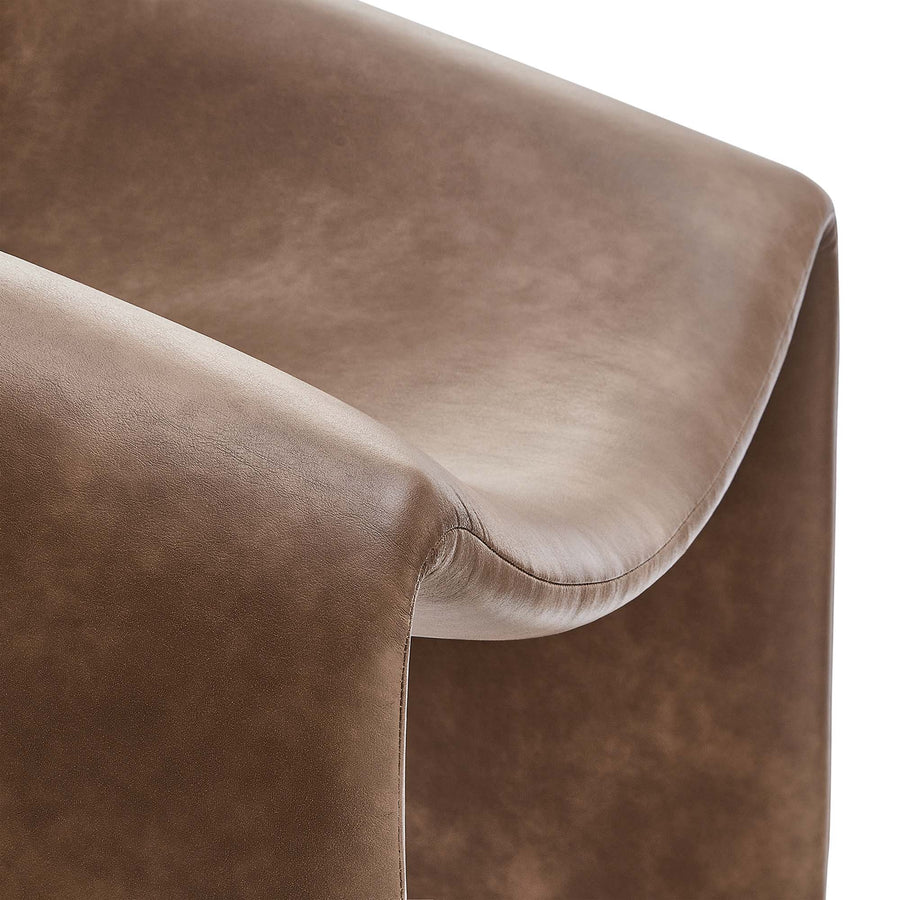Noor Vegan Leather Accent Chair in Brown
