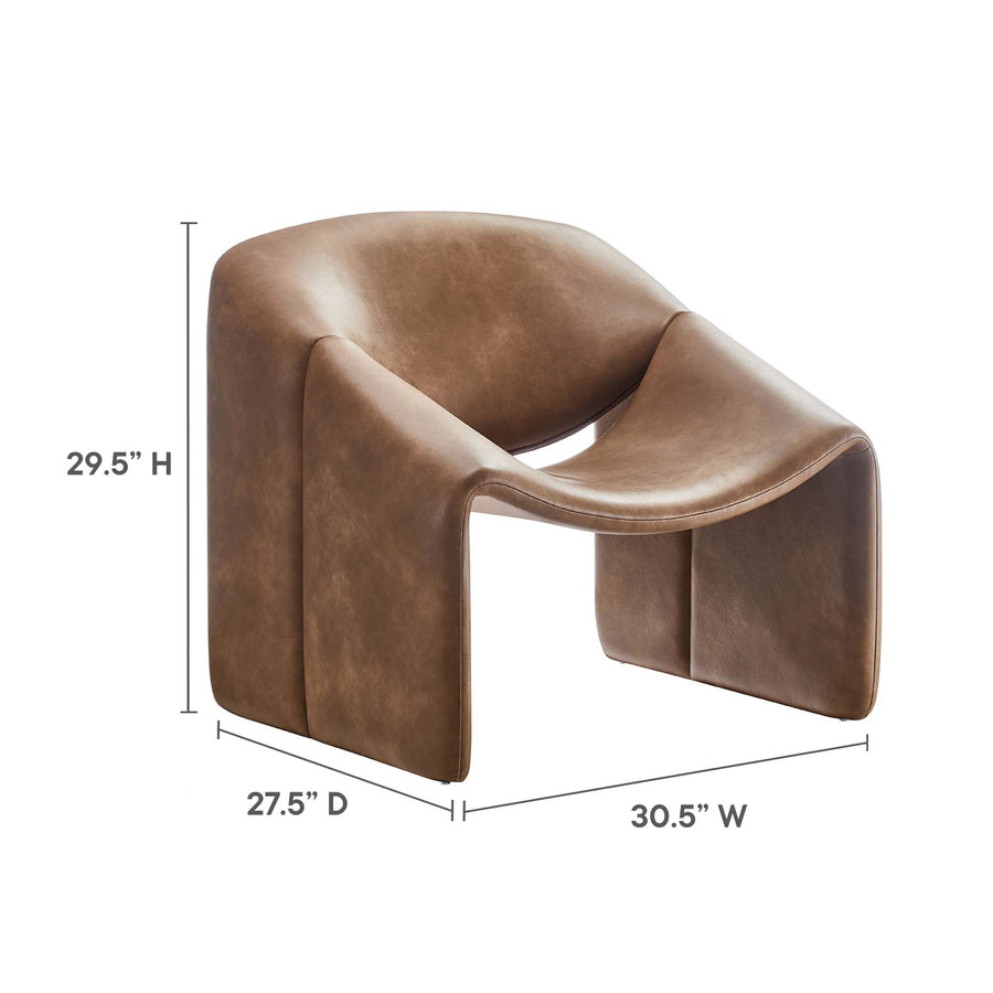 Noor Vegan Leather Accent Chair in Brown