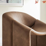 Noor Vegan Leather Accent Chair in Brown