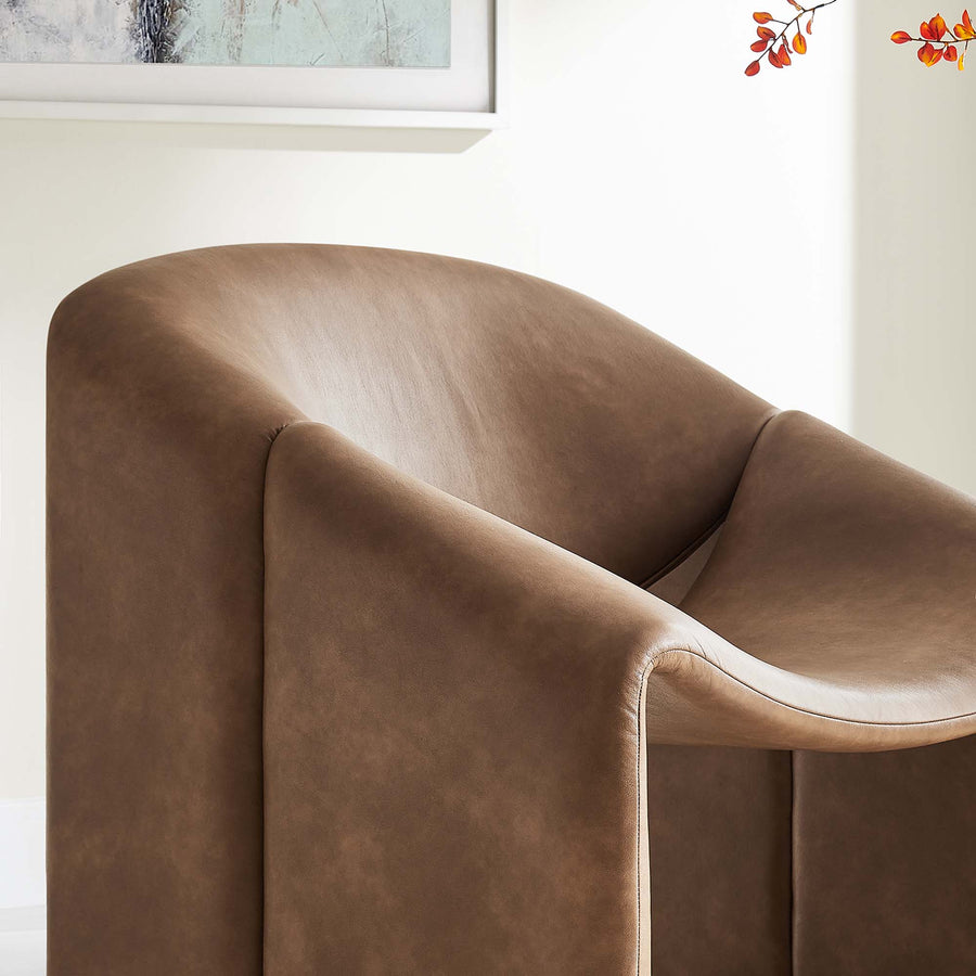 Noor Vegan Leather Accent Chair in Brown