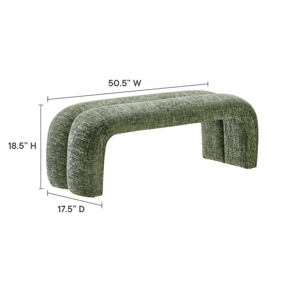 Jasper 50.5" Chenille Upholstered Accent Bench in Basil