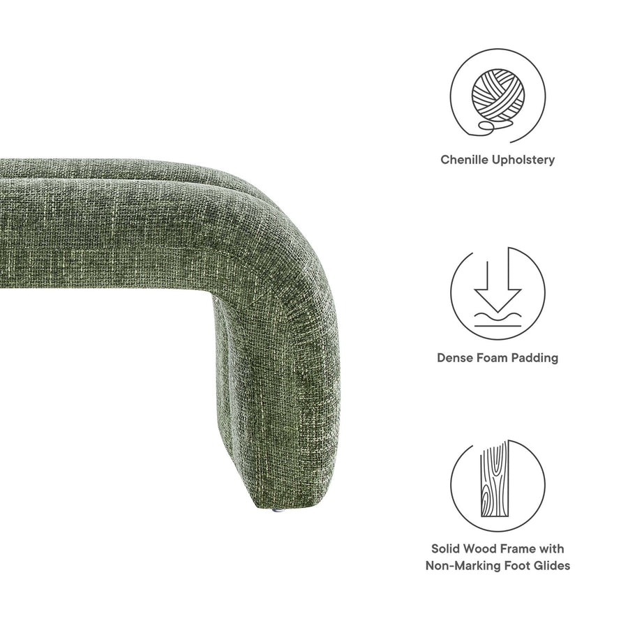 Jasper 50.5" Chenille Upholstered Accent Bench in Basil
