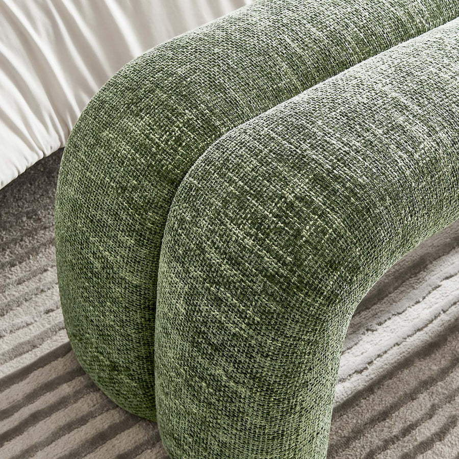 Jasper 50.5" Chenille Upholstered Accent Bench in Basil