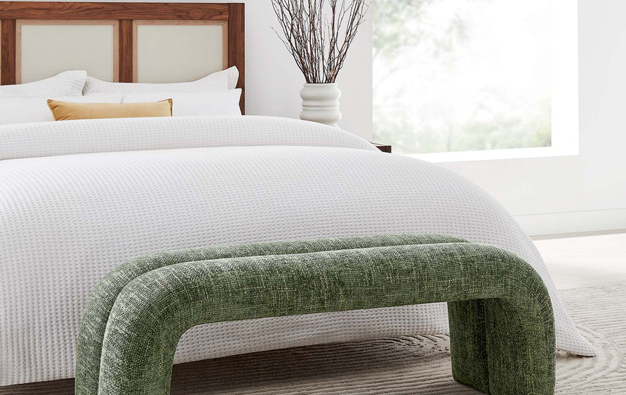 Jasper 50.5" Chenille Upholstered Accent Bench in Basil