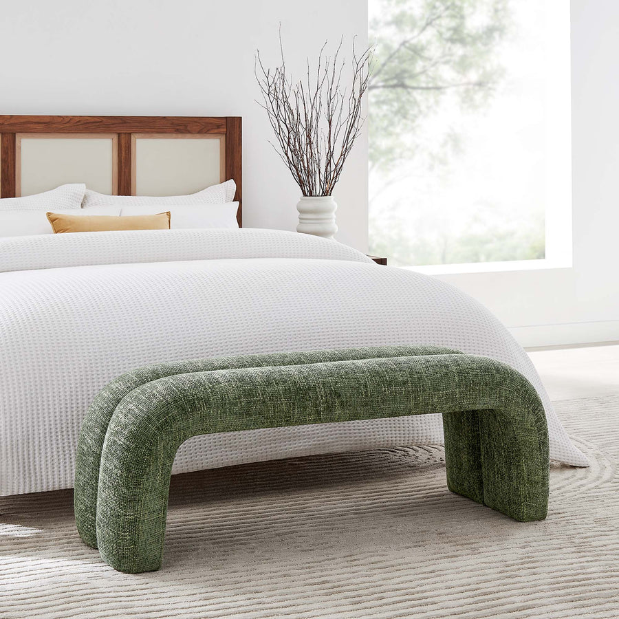 Jasper 50.5" Chenille Upholstered Accent Bench in Basil