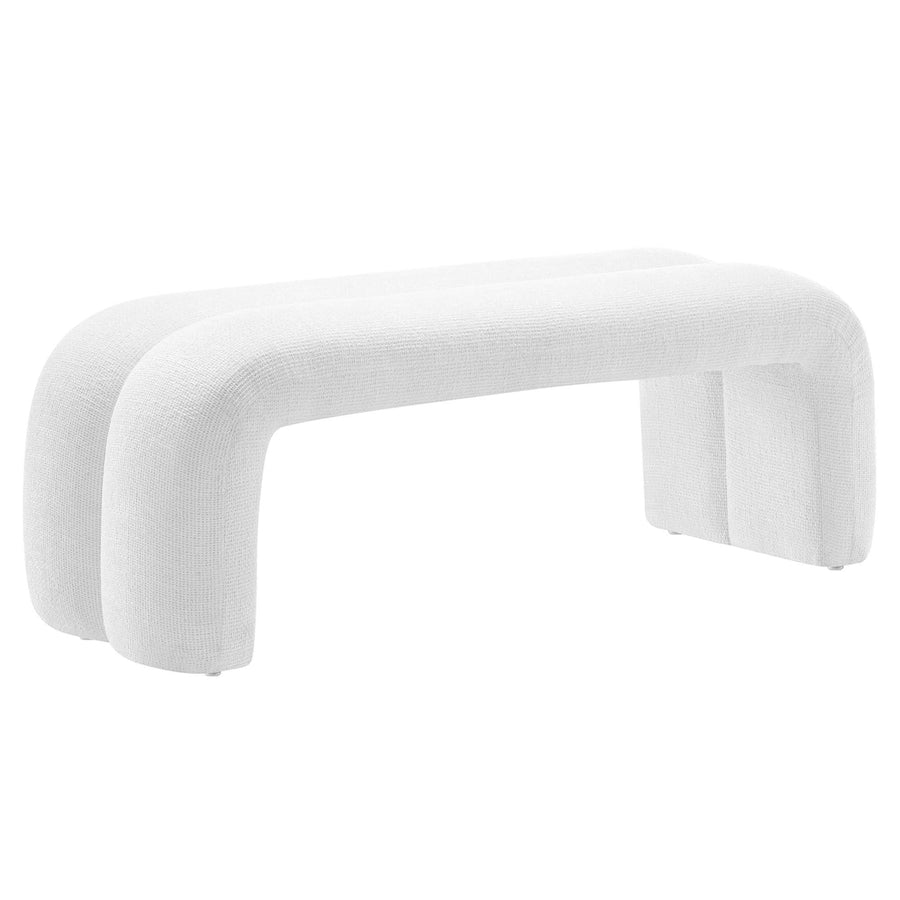 Jasper 50.5" Chenille Upholstered Accent Bench in Frost