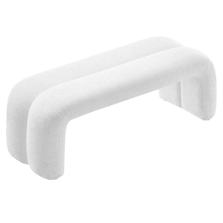 Jasper 50.5" Chenille Upholstered Accent Bench in Frost