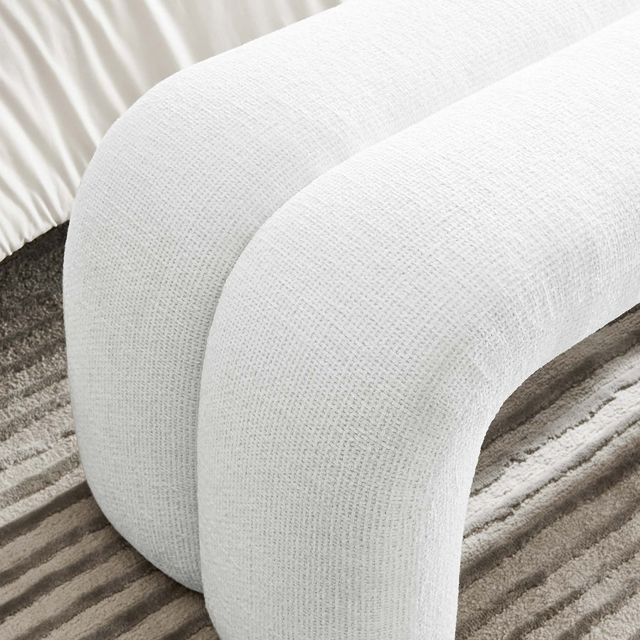 Jasper 50.5" Chenille Upholstered Accent Bench in Frost