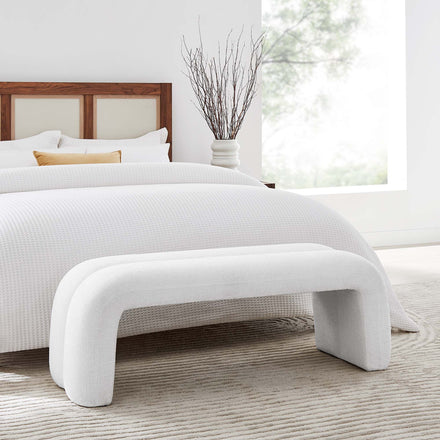 Dax 50.5" Chenille Upholstered Accent Bench in Frost