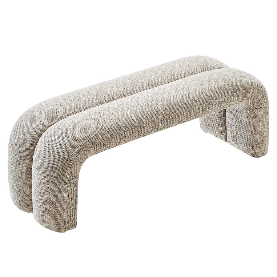 Jasper 50.5" Chenille Upholstered Accent Bench in Khaki