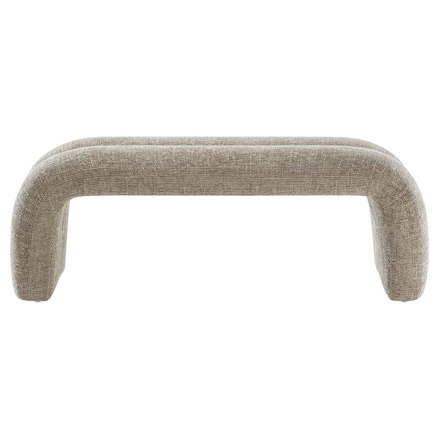 Jasper 50.5" Chenille Upholstered Accent Bench in Khaki