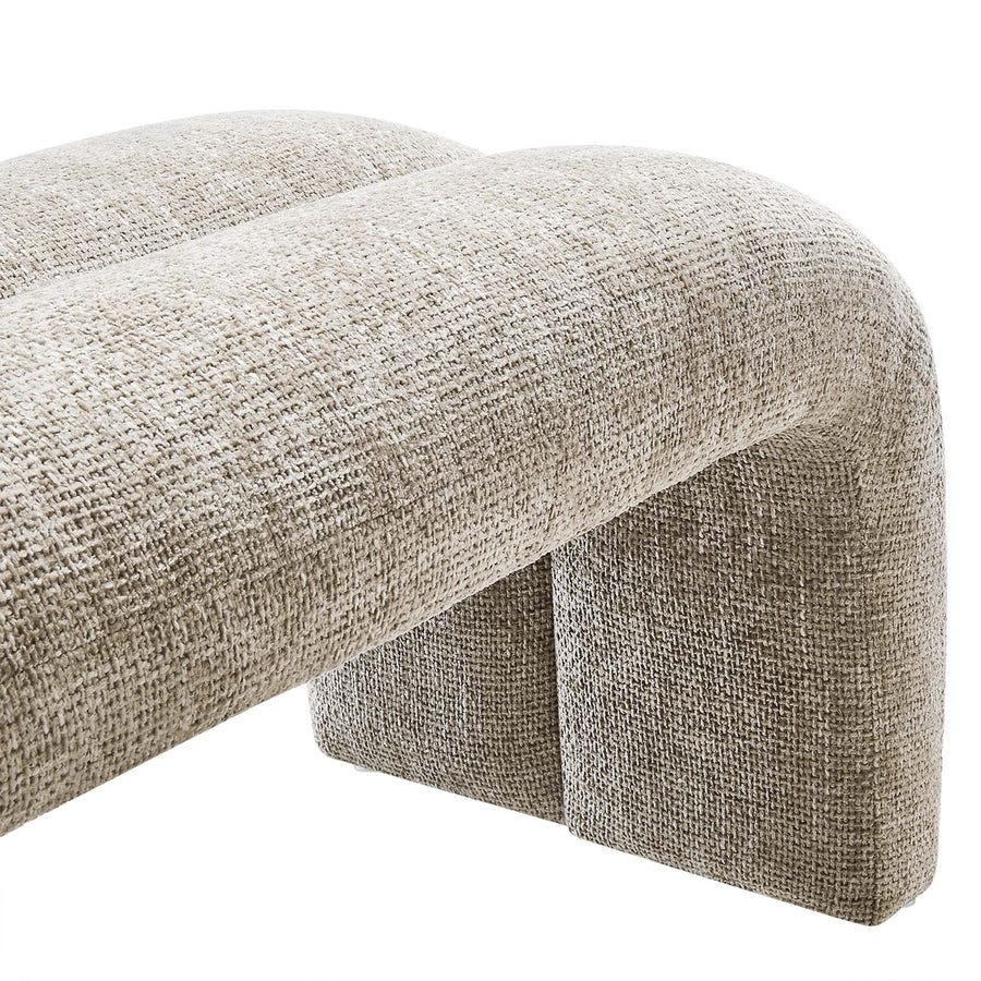 Jasper 50.5" Chenille Upholstered Accent Bench in Khaki