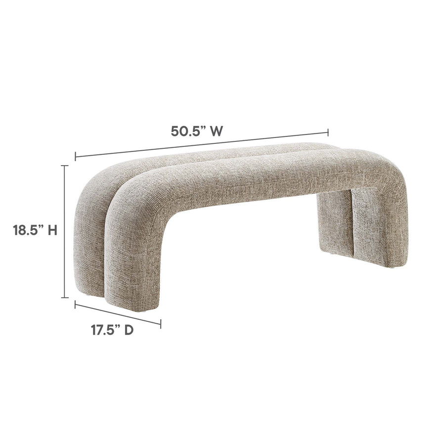 Jasper 50.5" Chenille Upholstered Accent Bench in Khaki
