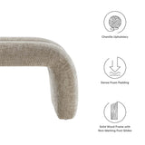 Jasper 50.5" Chenille Upholstered Accent Bench in Khaki