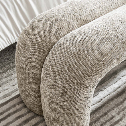 Dax 50.5" Chenille Upholstered Accent Bench in Khaki