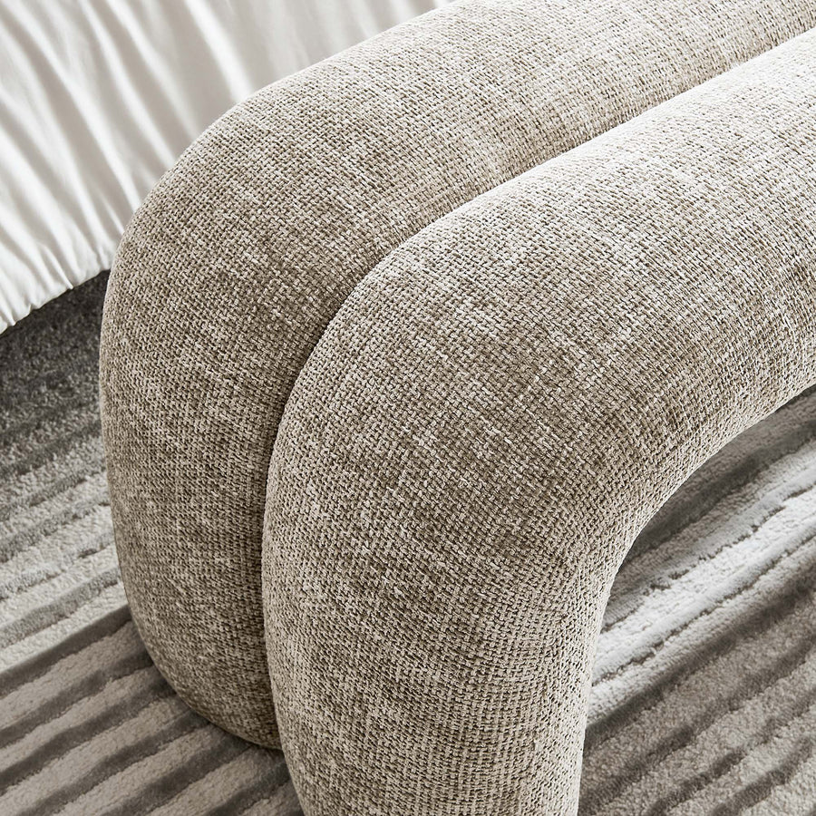 Jasper 50.5" Chenille Upholstered Accent Bench in Khaki