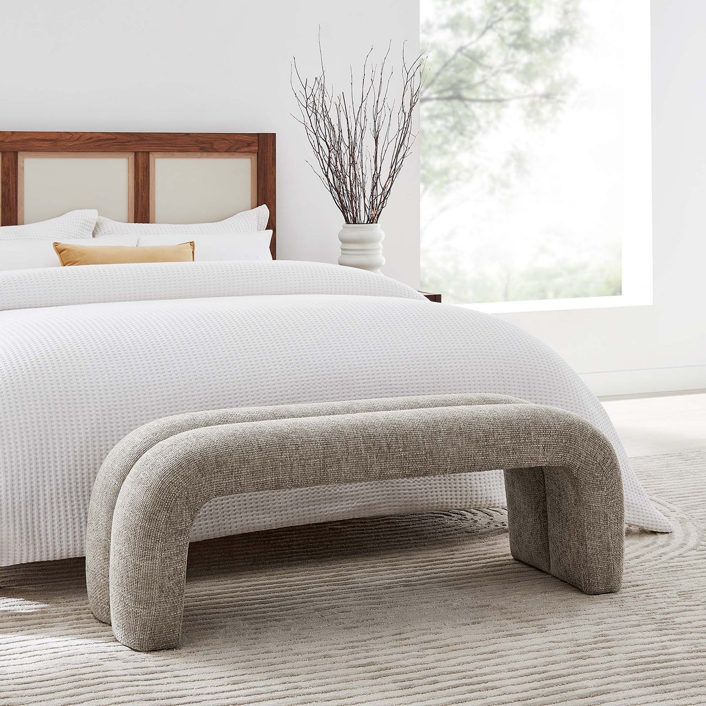 Dax 50.5" Chenille Upholstered Accent Bench by Furniture For America