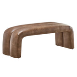 Jasper 50.5" Vegan Leather Upholstered Accent Bench in Brown