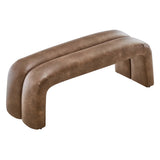 Jasper 50.5" Vegan Leather Upholstered Accent Bench in Brown