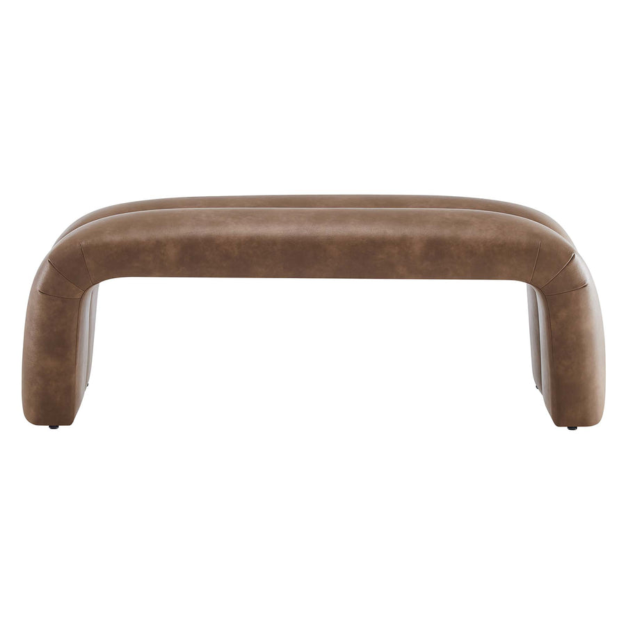 Jasper 50.5" Vegan Leather Upholstered Accent Bench in Brown